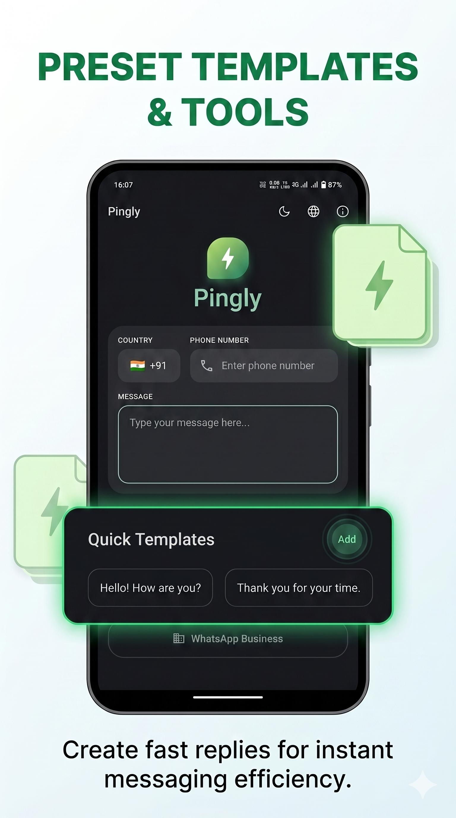 Pingly settings screen